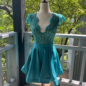 Luxxel Blue Lace Dress - Size S